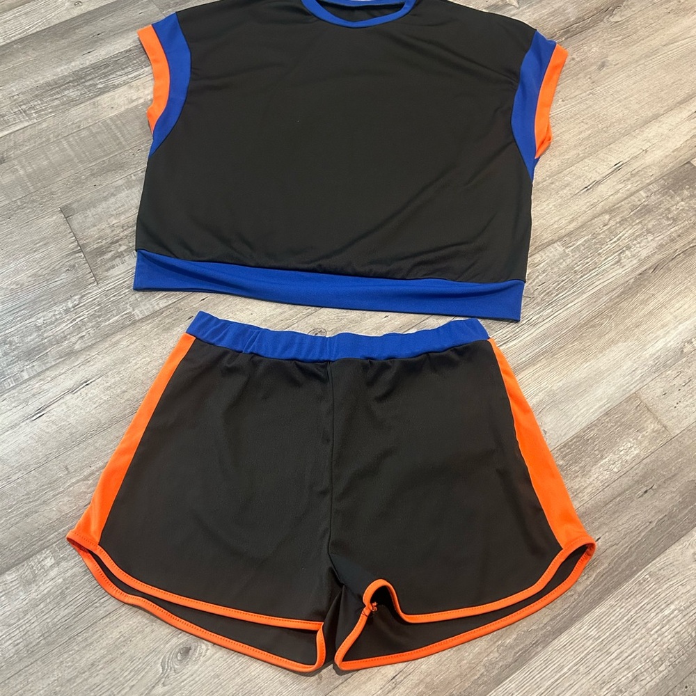SHEIN Black and Blue Athletic Shorts Set